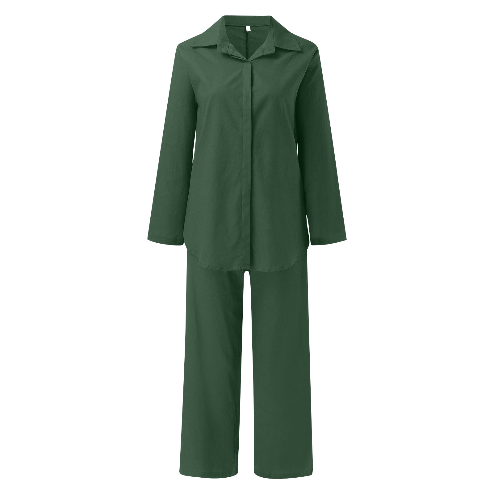 thumbnail image 4 of Traje informal de pantalón ancho de color liso para mujer: conjunto de dos piezas con top a juego, poliéster, corte holgado, estilo informal de oficina, 4 of 6